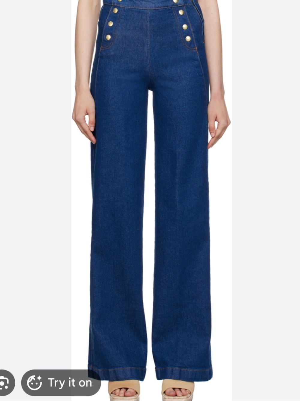 Frame Denim Wide-Leg Sailor Snap Jeans in Adele